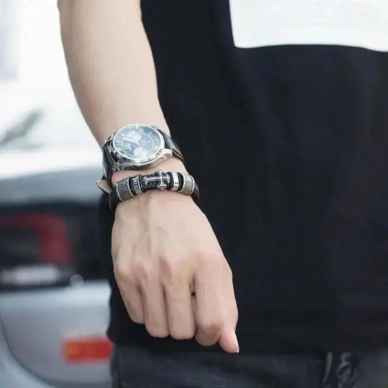 Leather Bracelet Men's Leather Bracelet Trendy Hip-hop Domineering Retro Bracelet