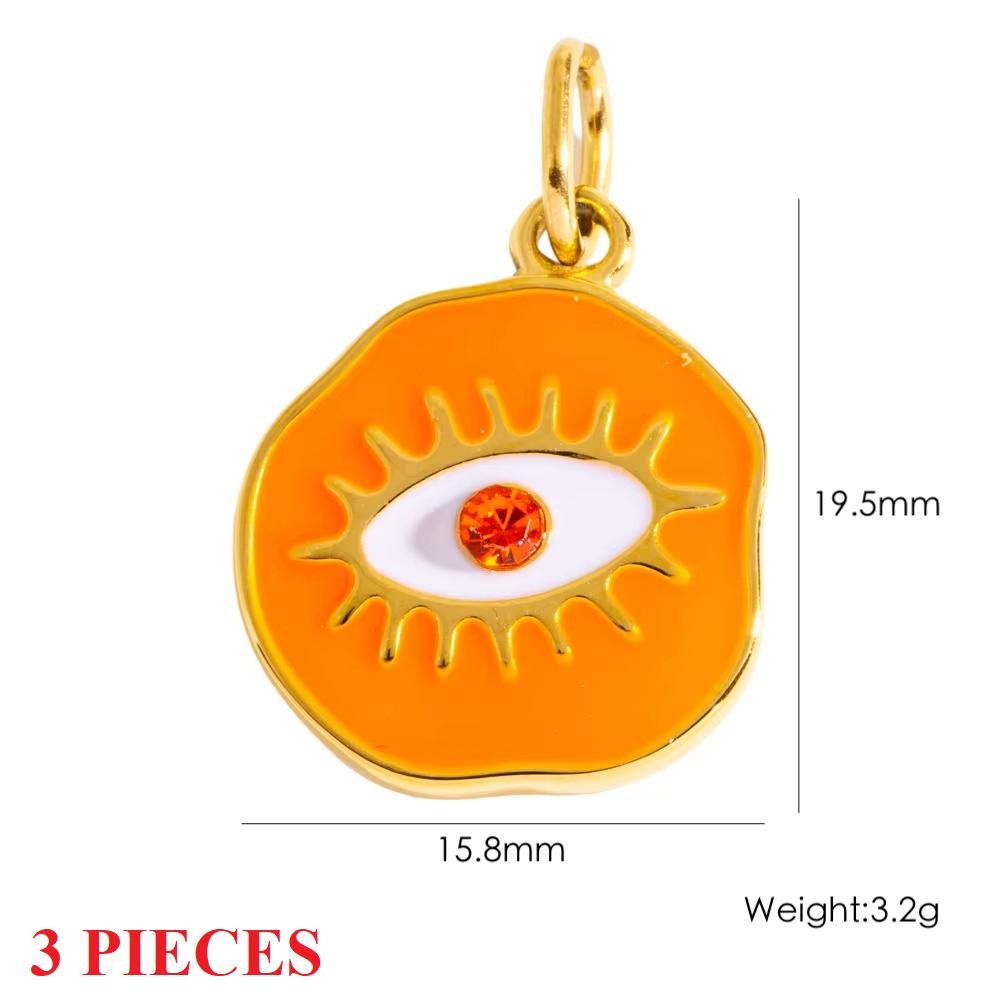

3PCS/LOT New Trend Gold Plated Stainless Steel Evil Eye Pendant Oil Drop Charms, Waterproof Hypoallergenic Jewelry for Women