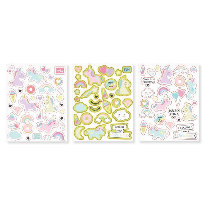 Gommettes licornes phosporescent et holographique 89 pièces