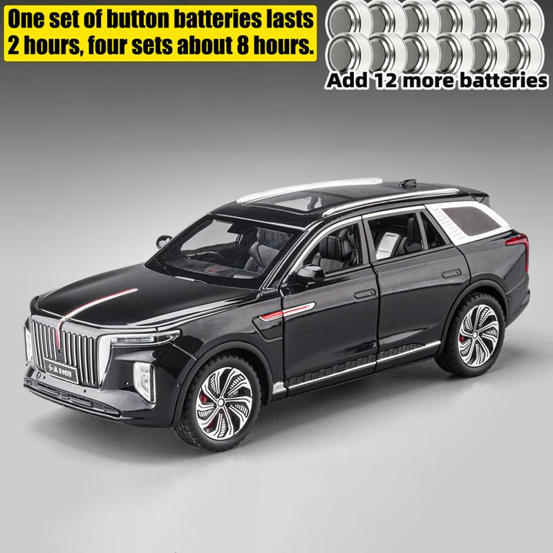 1/24 Hong Qi E-HS9 Pure Electric Large SUV Alloy Metal Diecast Model Home Display Decoration Ornaments Sound and Light Birthday