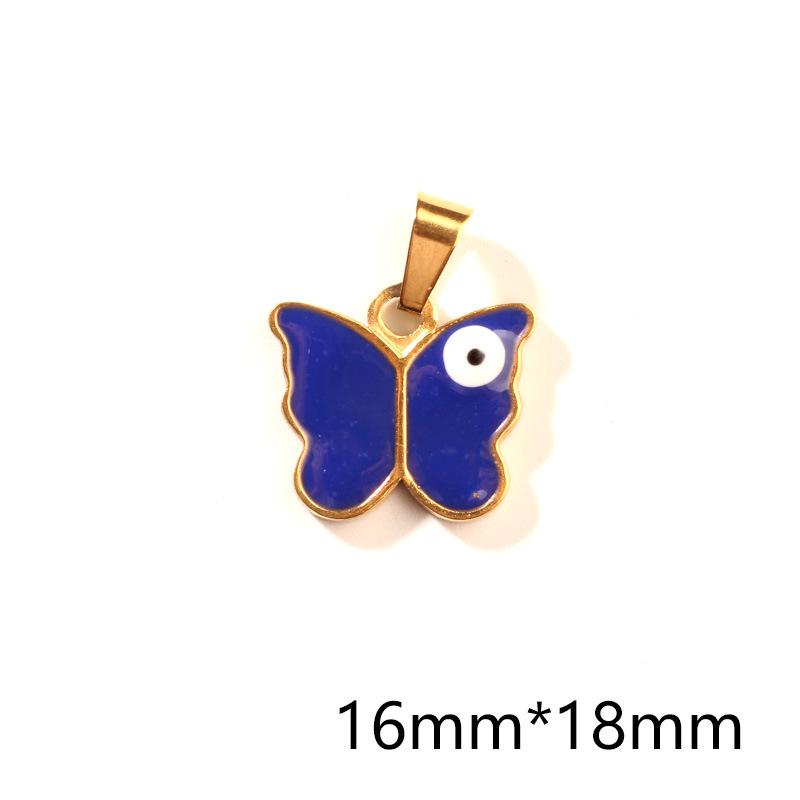 Cute Cartoon Mini Butterfly Resin Pendant - Stainless Steel, Colorfast DIY Jewelry Accessory