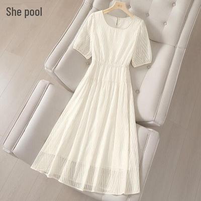 Robe midi élégante d'été pour femme à taille haute