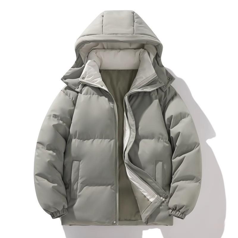 Autumn Winter Men's Hooded Parkas Loose Warm Casual Outerwear Men Solid Color Windproof Jackets Hat Detachable Couple Parkas