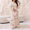 European and American Women's Clothing, New Spring Models, Printed Lantern Sleeves, Waist Models, Strappy Tassel Dresses
