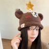 Trendy 2025 Handmade Knitted Cartoon Bear Wool Hat – Perfect Gift for Besties