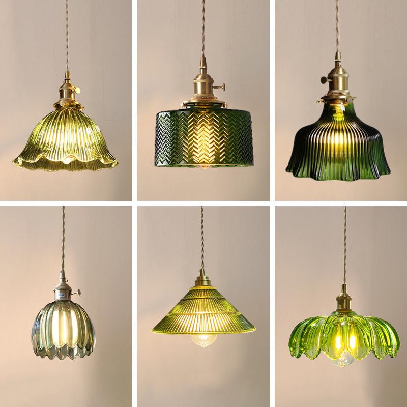 Lustre Nórdico de Vidro Verde para Casa, Bar, Café ou Varanda