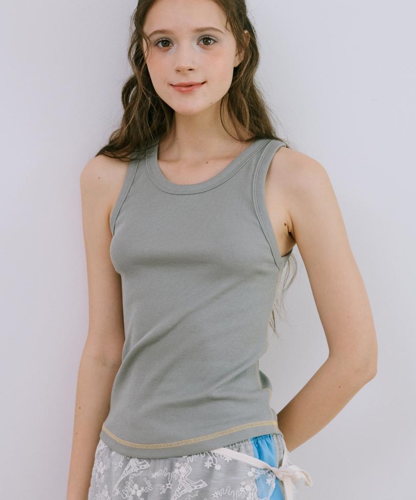 MOONISH Wave Stitch Rib Tank - Sage Green