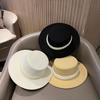 French celebrity style autumn and winter pearl flat top top hat women's fashion British warm wide brim woolen hat felt hat tide