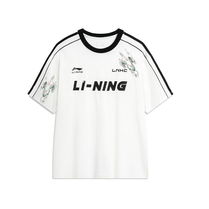 

Li Ning Футболка с принтом букв, свободная, удобная, с коротким рукавом, унисекс, топы, белая AHSU657-1(TEAM702-3.4.14) S