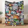 1pc Cuphead",Mugman",Art" Digital Print Flannel Blanket - Contemporary Style, Suitable for All Seasons, Perfect for Home, Travel, or Camping