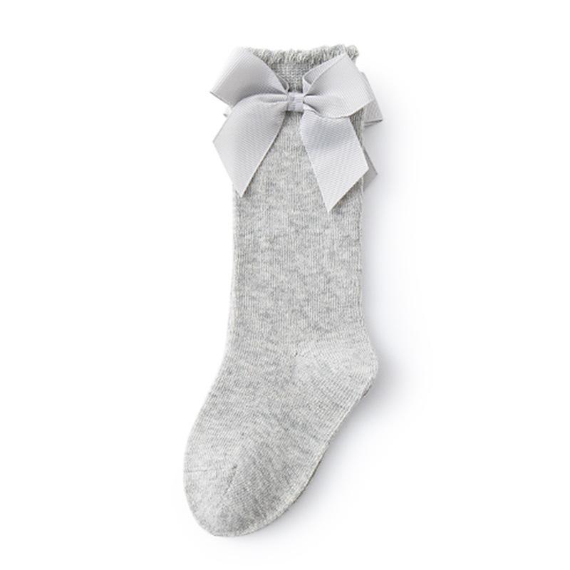 Children's Calf Socks Spring Summer New Solid Color Children's Socks Bowknot Candy Color Princess Socks
