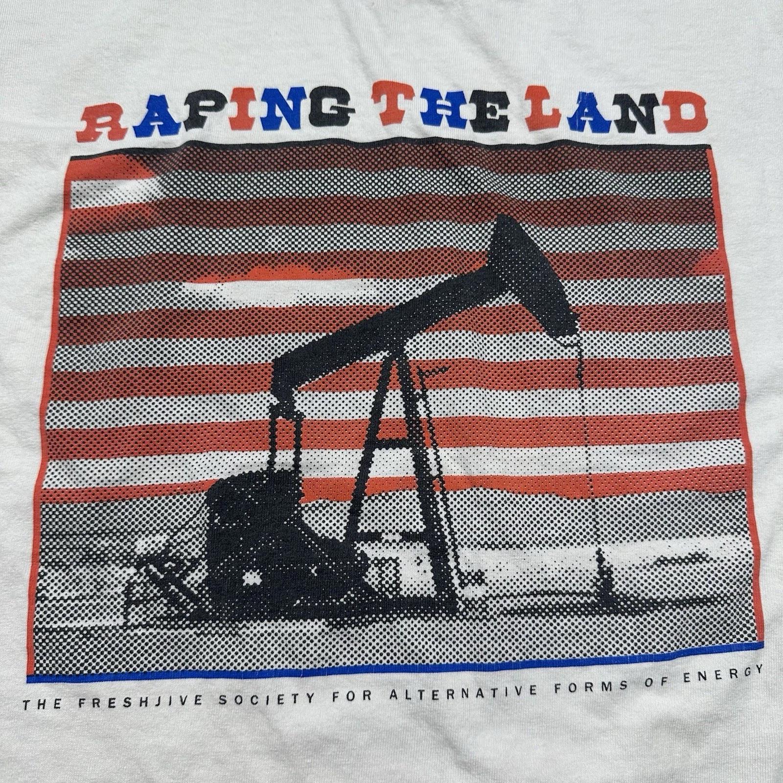 Vintage Freshjive Anti Drilling Oil T Shirt Mens M White Big Oil Protest Eco S