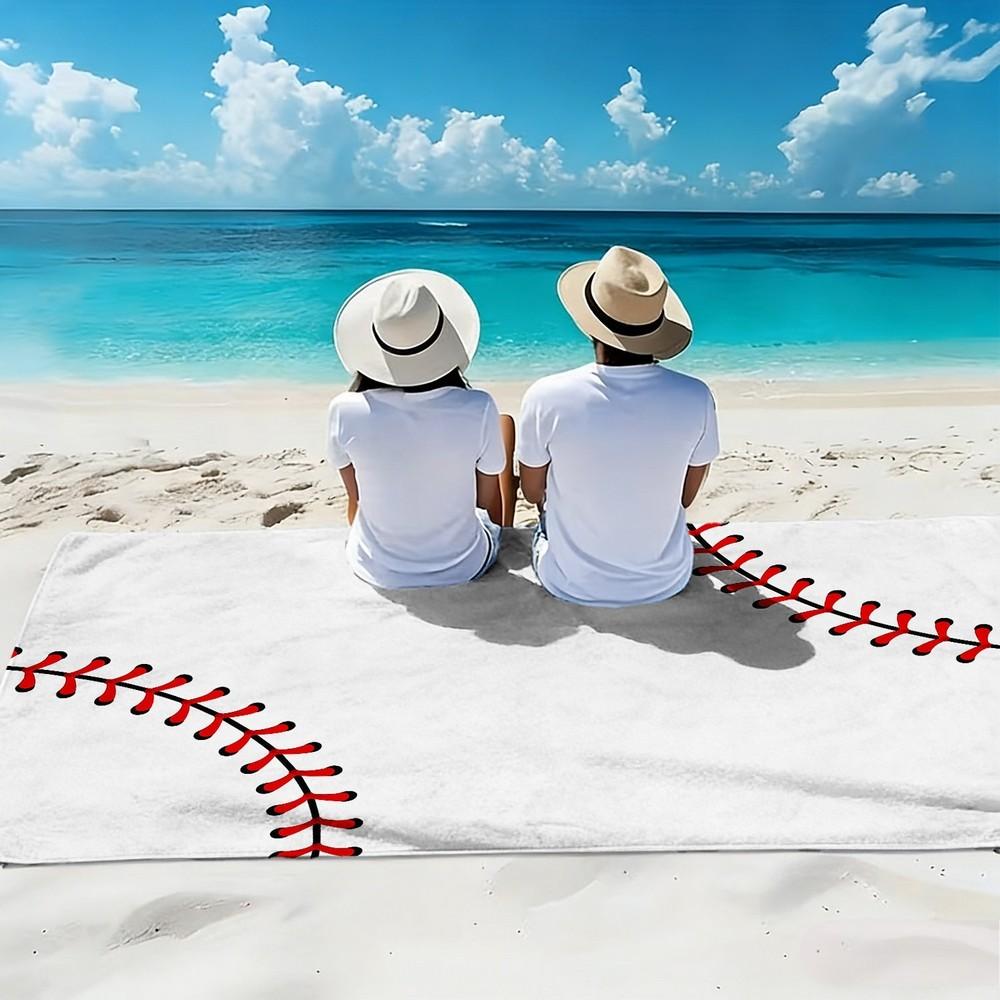 Baseball Stripe Print Beach Towel Patterned Sunscreen And Windproof Suitable For Swimming Pool Camping Travel Blanket