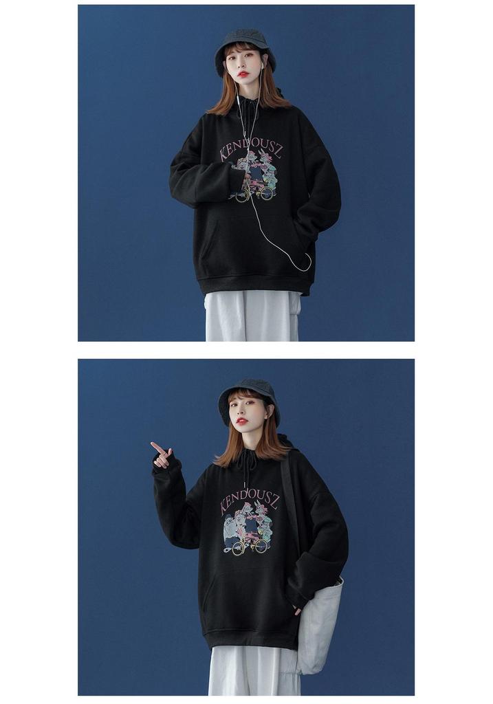Women's Slimming Cartoon Hooded Sweatshirt - Trendy Autumn/Winter 2026 Long Sleeve Vibe Style Top