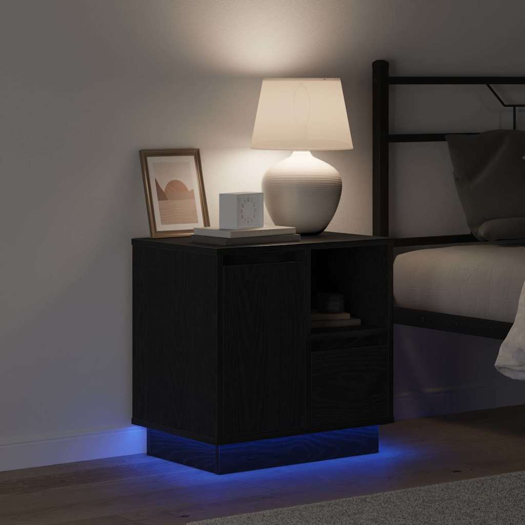 Nightstand Set of 2 Black Oak Effect 50 X 34.5 X 50 Cm