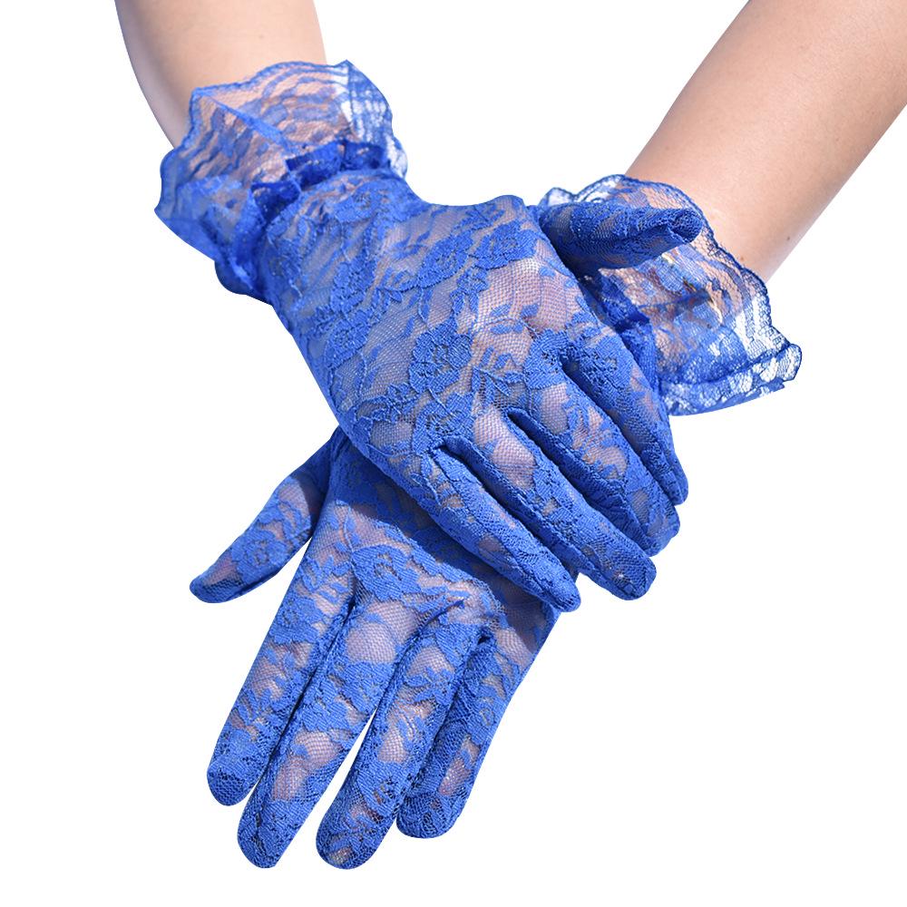 Elegant Lace Black Short Gloves - Summer Bridal, Driving, Cycling, Sun Protection