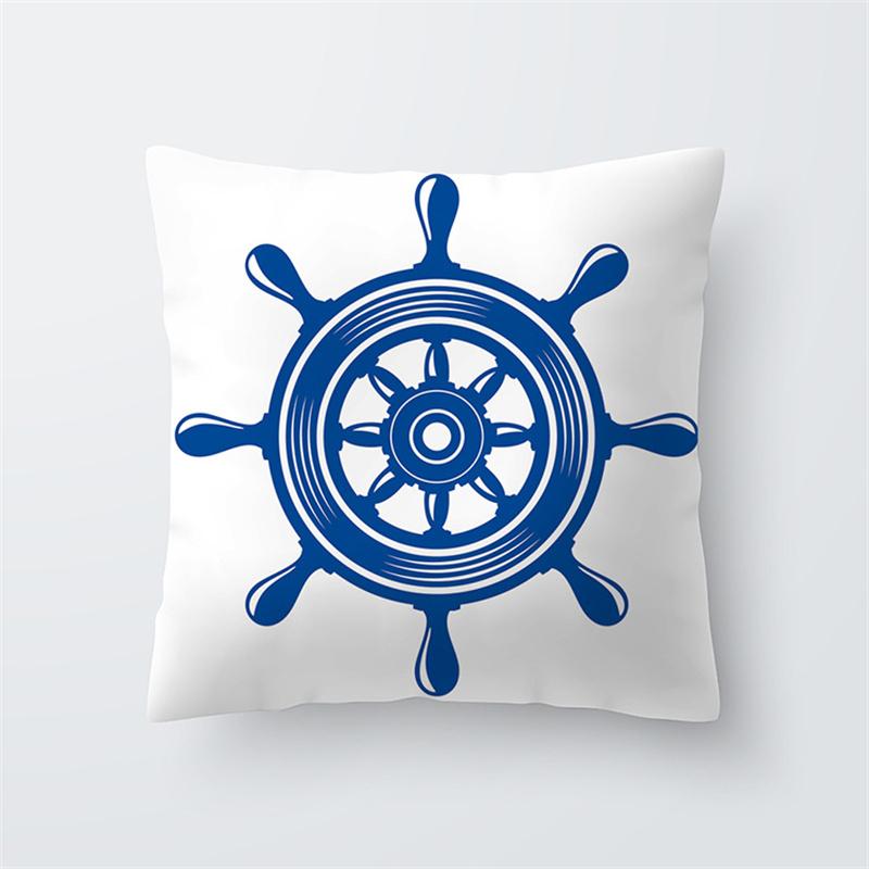 Housse de coussin à motif bio imprimé Étoile de mer Océan Bleu Décoration de canapé pour salon Maison Coussin carré 45x45cm