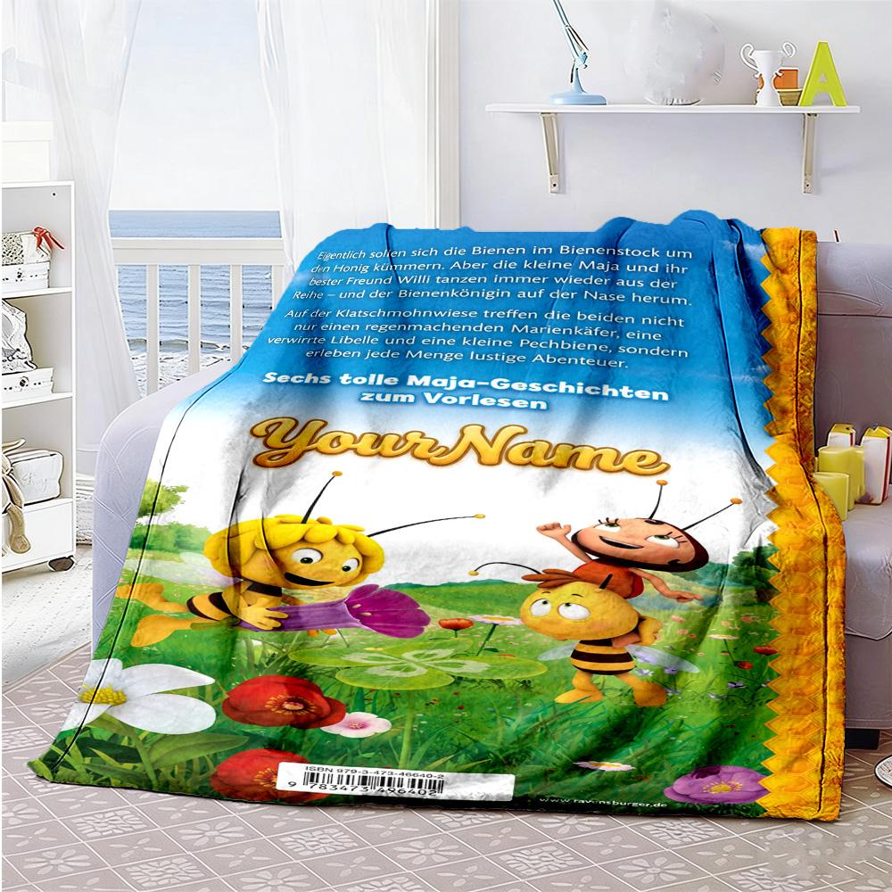 Biene Maja Personalized Name Blanket Gift Customizable Blanket Soft & Cozy Perfect for Nap Chair Office Bedding for All Occasions