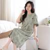 New Pure Cotton Nightgown Women's Summer Short Sleeves with Chest Pad Pajamas Women's Summer Thin Large Size Can Be Worn Outside Maternity Skirt