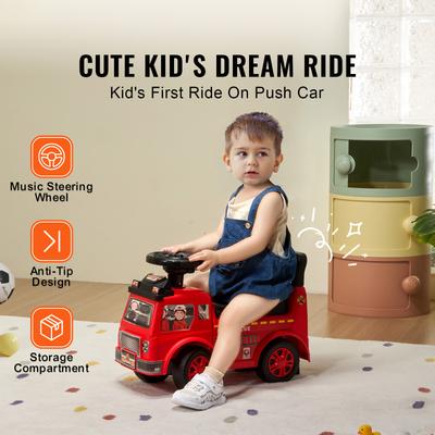 SucceBuy Voiture Porteur Pousseur pour Enfants Voiture Porteur pour Enfants avec Musique Volant et Rangement Sous le Siège pour Tout-Petits de 3 à 12 Ans Ride Racer