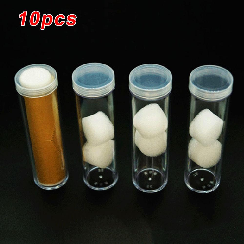 10 Pack Clear Plastic Coin Tube Holders with 21mm Diameter Capacity Shockproof Sponge Pads and Airtight Seal for Protection