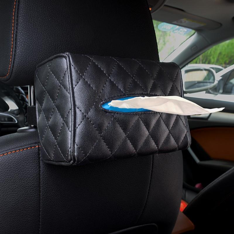 

Leather Car Tissue Box Cartoon Cute Car Seat Back Hanging Drawout Box Multifunctional Armrest Box