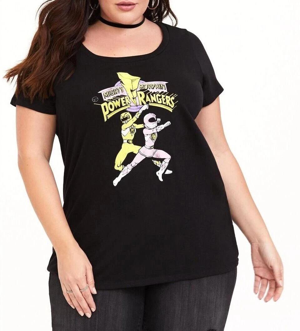 TORRID Black Power Rangers Scoop Neck Tee Shirt New XS