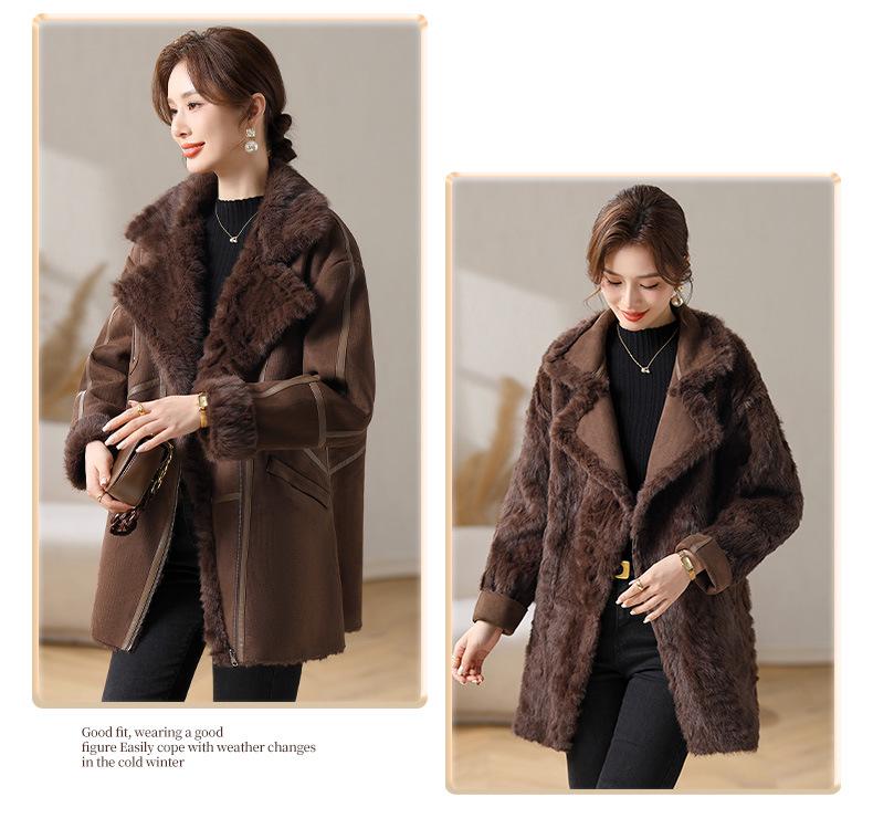 2025 Autumn/Winter New Arrival: Large Lapel Faux Fur Coat for Mid-Aged Women