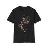 Bird Cherry Blossom Watercolor Dark Gothic Aesthetic Black Tee T-Shirt