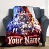 1pc Black Clover Blanket with Custom Name, Gift, for Men and Women, Soft Blanket, Good for Sofa Bed Couch Travel, Lightweight Flannel Blanket