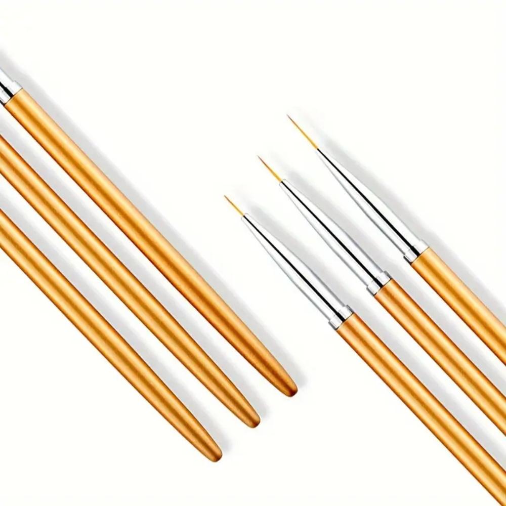 3Pcs Acrylic French Stripe Nail Art Liner Brush 3D Tips Line Stripes DIY Drawing Pen UV Gel Brushes Painting Pen Manicure Tools