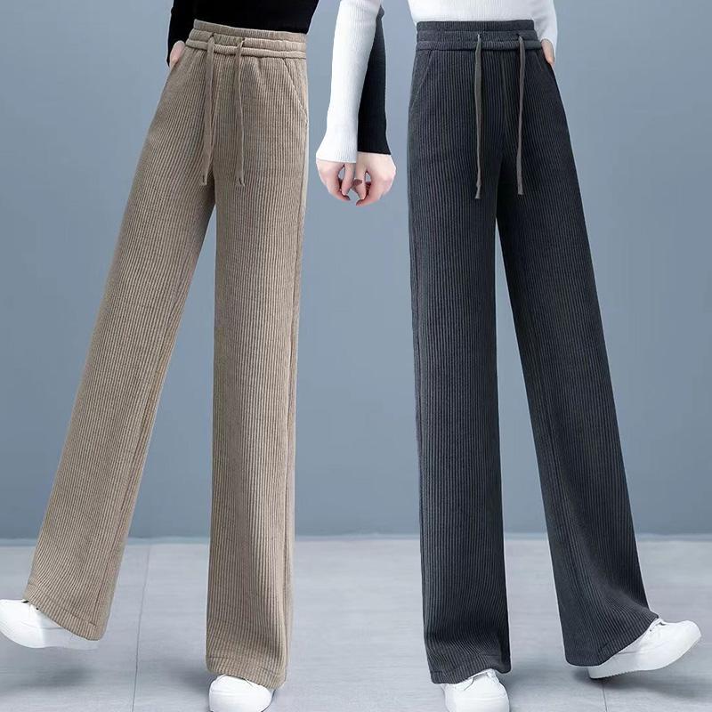 

Модные женские теплые прямые брюки на бархатной подкладке, вельветовые брюки плюс толстые широкие брюки, спортивные штаны