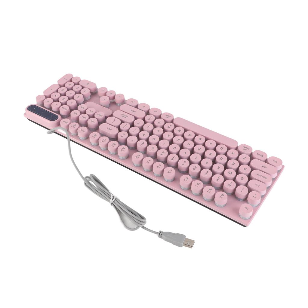 Gaming Keyboard USB Round 104 Keycaps Backlit Ergonomic Fodable Feet Multimedia Keys Wired Keyboard for Desktop Laptop