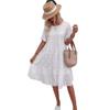 European and American fashion new wish hot sale solid color cotton embroidered lace hollow dress