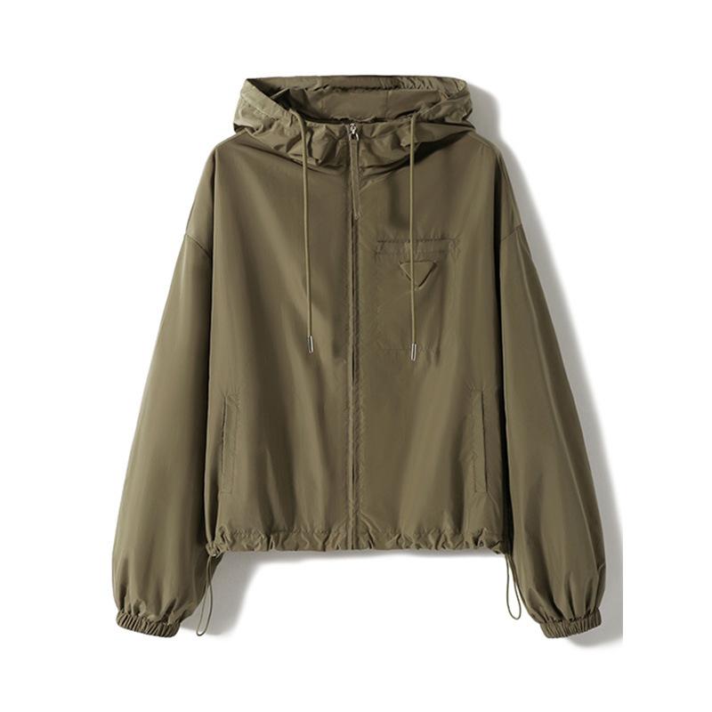 Light Anti-wrinkle Memory Fabric Casual Short Hooded Jacket Outdoor Trench Coat Jacket Women's Black Spring New