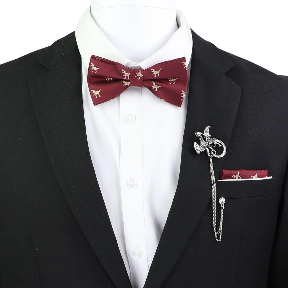 Набір краваток-метеликів, візерунок із зображенням черепа-дракона, чоловіки, платок із метеликами, брошка з китицями, весілля, вечірка на Хелловін,