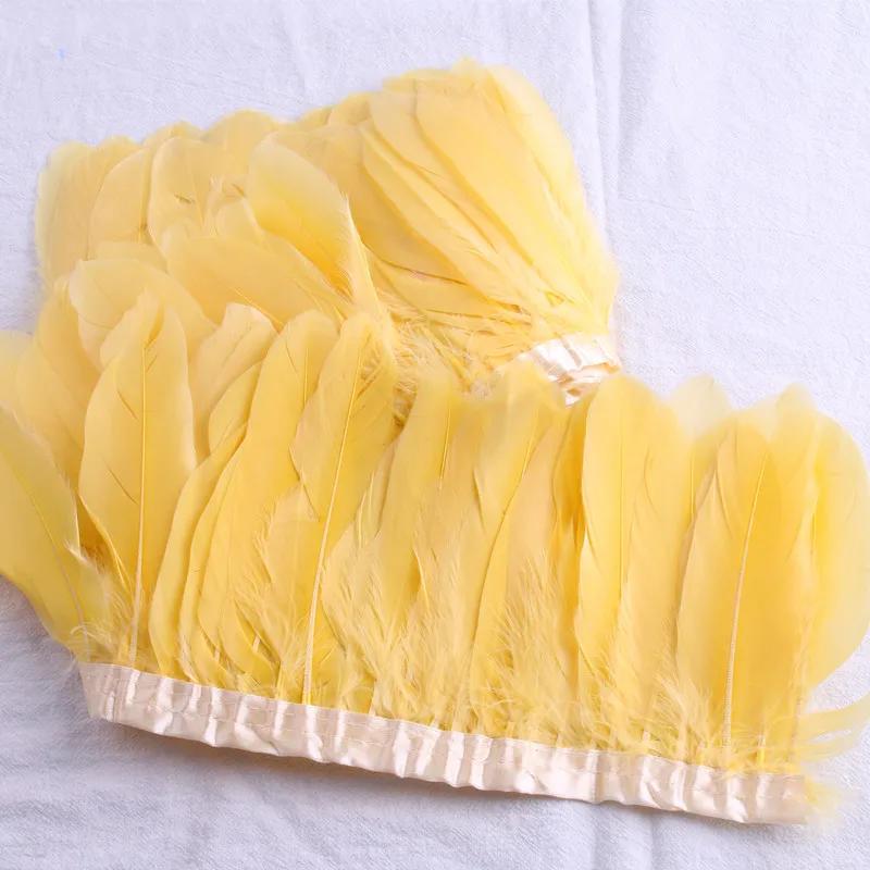 2 Meter Colorful Shred Goose Feathers Tape Tassel 15cm Fringe Trim Ribbon Geese Feather DIY Clothe Flecos Sewing Trimming Decor