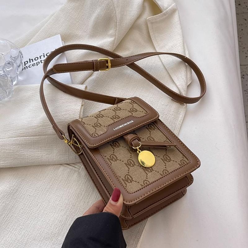 

Новая мини-сумка для сотового телефона, ретро-геометрическая сумка для девочек-цветочниц, модная сумка с чехлом, женская сумка через плечо с металлическим украшением, искусственная кожа