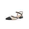 Sommerschuhe Damen Sandalen mit hohen Absätzen neue lässige Taschenkopf hinten freie Sandalen Rindflechse weiche Sohle große Größe Schuhe spitz Schnalle