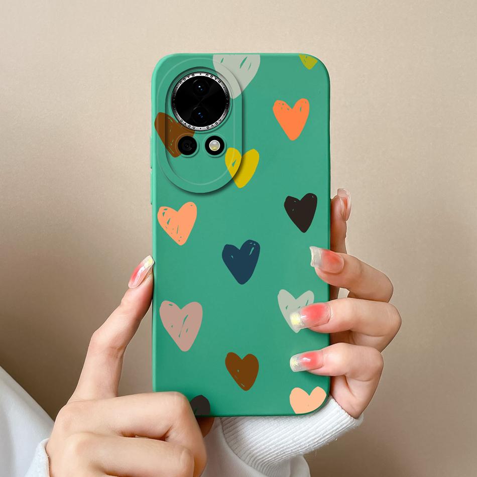 For Huawei Nova 12 Pro Ultra Phone Case Love Heart Liquid Silicone Camera Protection Back Cover For Huawei Nova12 12Pro 12Ultra