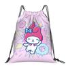 Custom M-Melodies Drawstring Bags Men Women Lightweight Rabbit Anime Sports Gym Storage Backpack