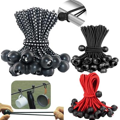 50pcs Bungee Ball Tarps with Elastic String Tarpaulin Flagpole Ties Elastic Rope Lace Fixed Boat Pole Camping Tent Accessories