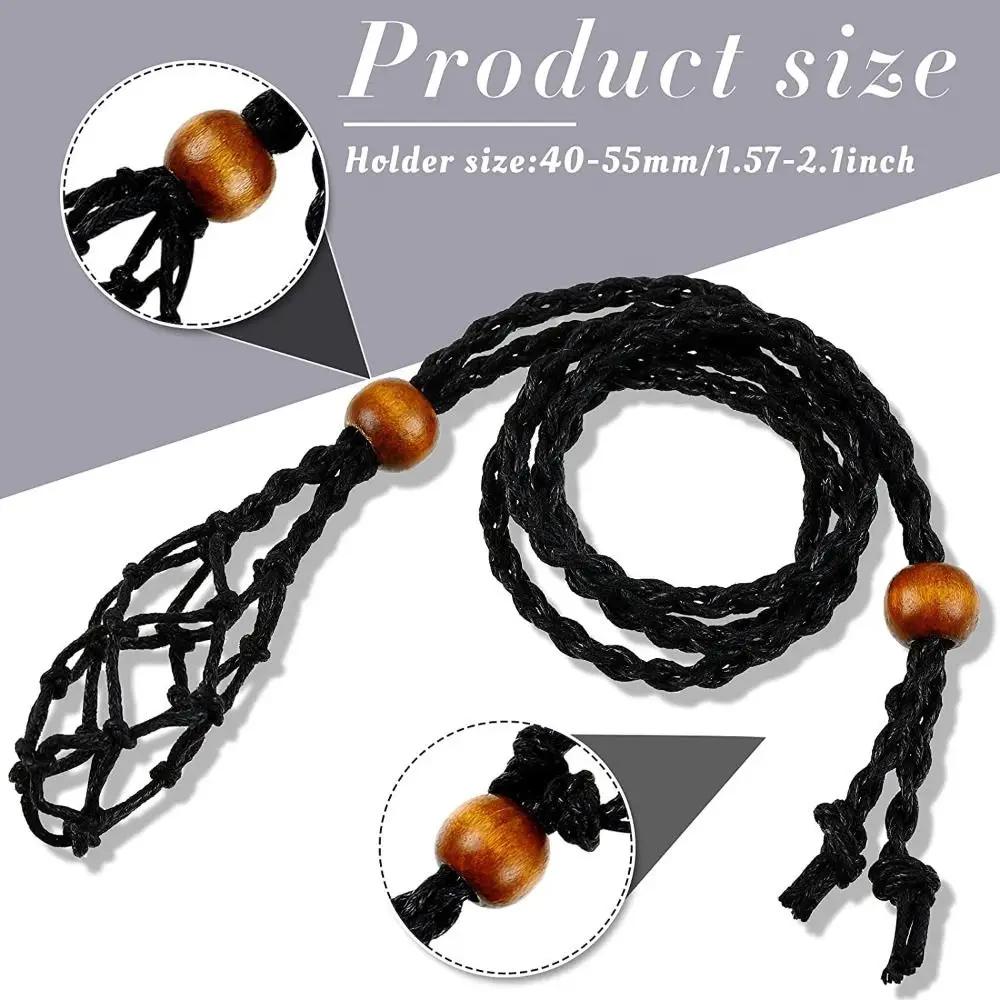 Adjustable Necklace Cord Empty Stone Holder Wax Rope Diy Necklace Natural Quartz Crystal Healing Stone Net Bag Pendant