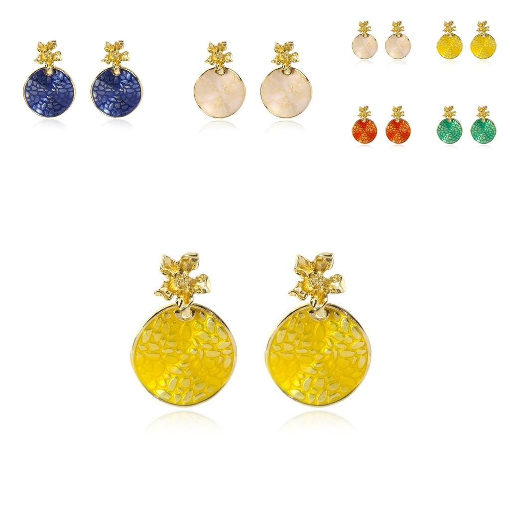 Elegant Alloy Floral Stud Earrings Assorted Colors Summer 2021 Fashion