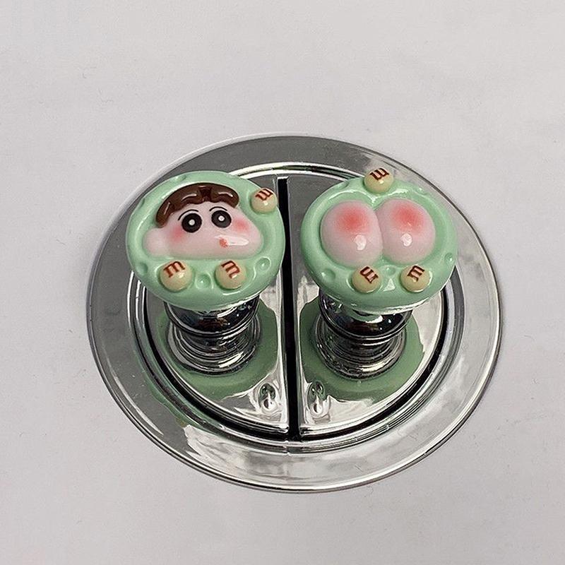 

Мультяшная кнопка для унитаза, избегайте прикосновений, длинный маникюр, специальный универсальный переключатель смыва, ручка для крышки унитаза, туалетные принадлежности зелёный