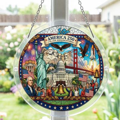 4th of July Acrylic Puzzle Suncatcher, Patriotic Window Hanging Ornament, 250th Anniversary America Sun Catcher Jigsaw Puzzle Kit for Independence