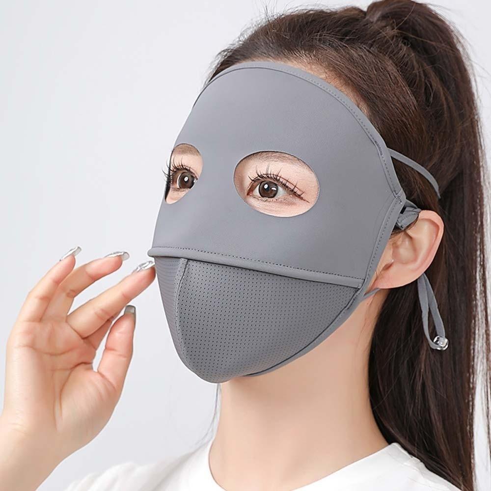 Comfortable Polyester Sunscreen Mask Traceless Small Hole UV Protection Mask Cool Breathable Ice Silk Face Clothing Men