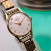 [USED] SEIKO Hand-Wound Round Rubber Strap Gold Women's Watch 1240