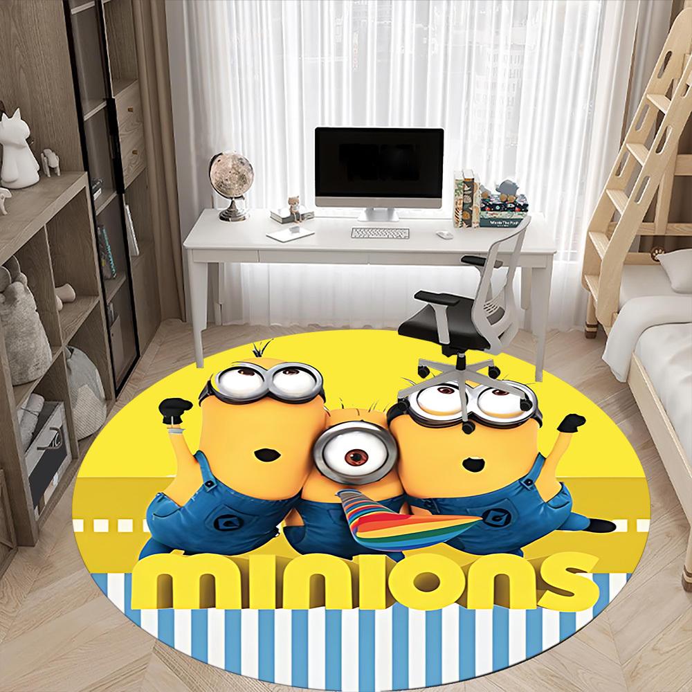 1pc Minions Office Round Area Rug, Bedroom Living Room Home Decor, Room Deco, Offic A1016181