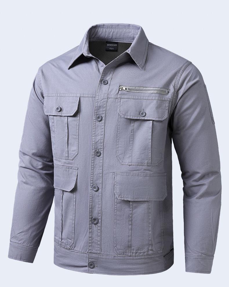 Conjunto de Roupa de Trabalho de Verão para Homem em Sarja de Algodão - Leve, Corte Solto com Design Multibolsos para Soldadores